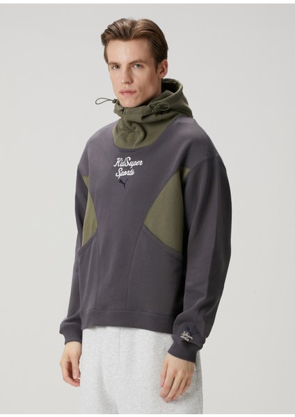 x Kidsuper Koyu Gri Kapüşonlu Sweatshirt