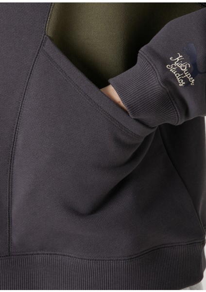x Kidsuper Koyu Gri Kapüşonlu Sweatshirt