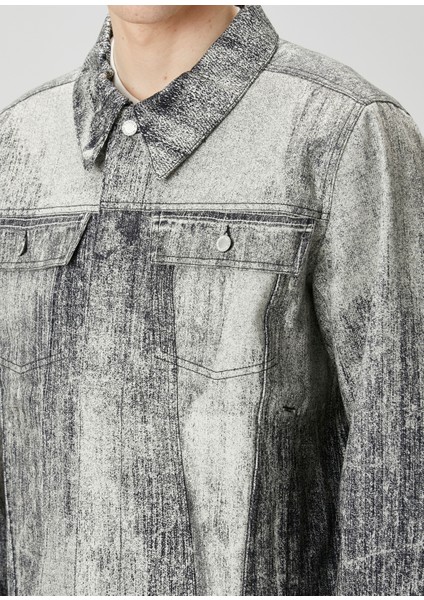 Gri Siyah Organik Pamuk Denim Ceket indirimleri