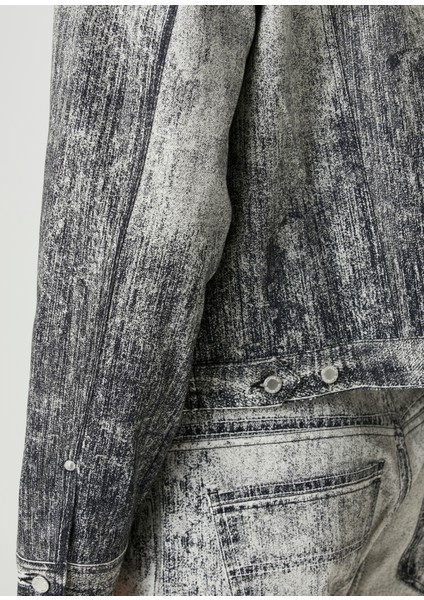 Gri Siyah Organik Pamuk Denim Ceket