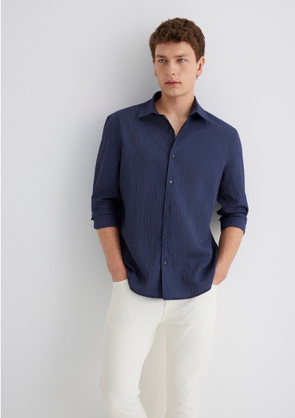 Lacivert Tencel Tm Modal Gömlek 0211625-70490