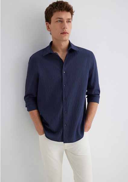 Lacivert Tencel Tm Modal Gömlek 0211625-70490
