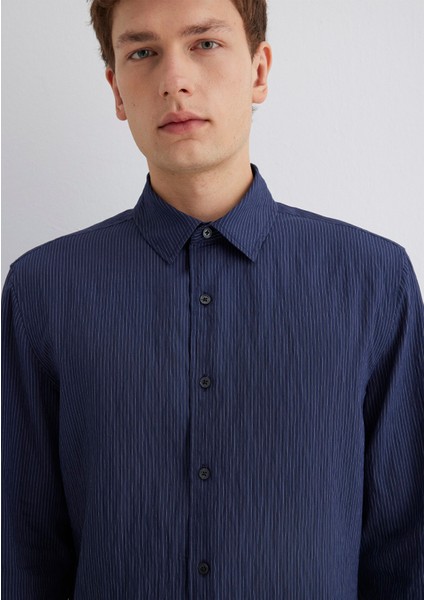 Lacivert Tencel Tm Modal Gömlek 0211625-70490