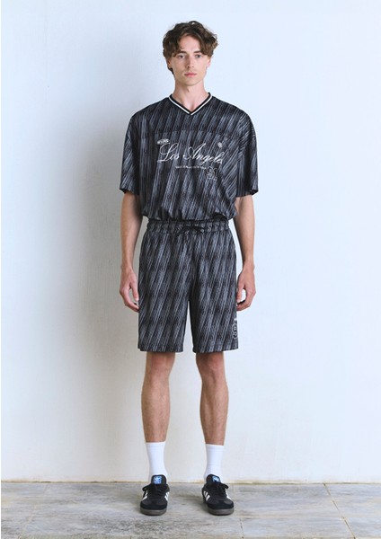 91 Baskılı Siyah Şort 0410289-90556