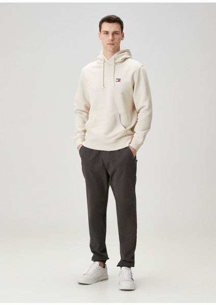 Regular Fit Bej Kapüşonlu Sweatshirt