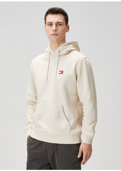 Regular Fit Bej Kapüşonlu Sweatshirt
