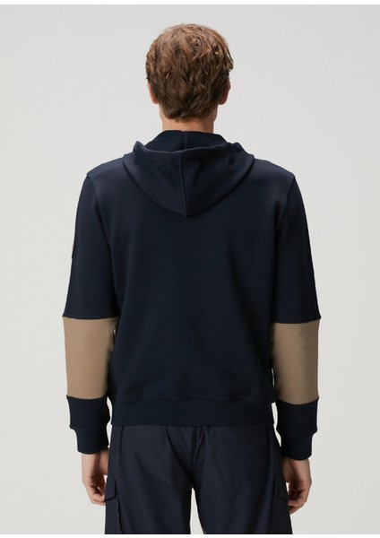 Lacivert Bej Kapüşonlu Sweatshirt