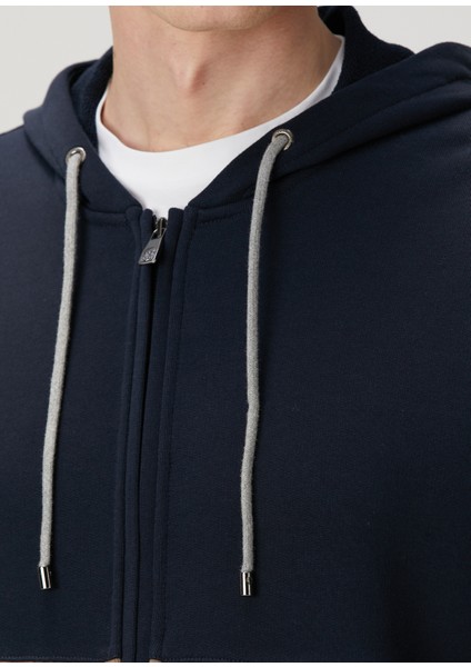 Lacivert Bej Kapüşonlu Sweatshirt