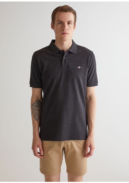 Gri Polo Yaka Regular Fit Kısa Kollu Erkek T-Shirt
