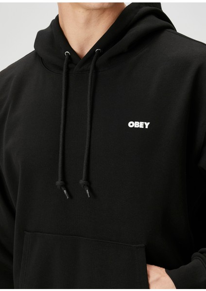Siyah Kapüşonlu Logo Baskılı Sweatshirt indirimleri