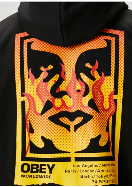Siyah Kapüşonlu Logo Baskılı Sweatshirt