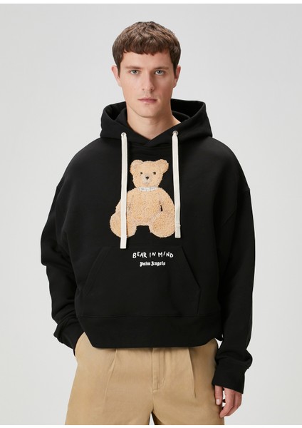 Bear In Mind Siyah Kapüşonlu Sweatshirt