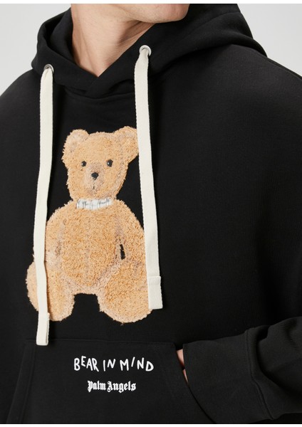 Bear In Mind Siyah Kapüşonlu Sweatshirt