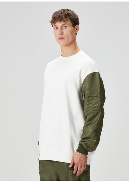 Haki Beyaz Sweatshirt modelleri