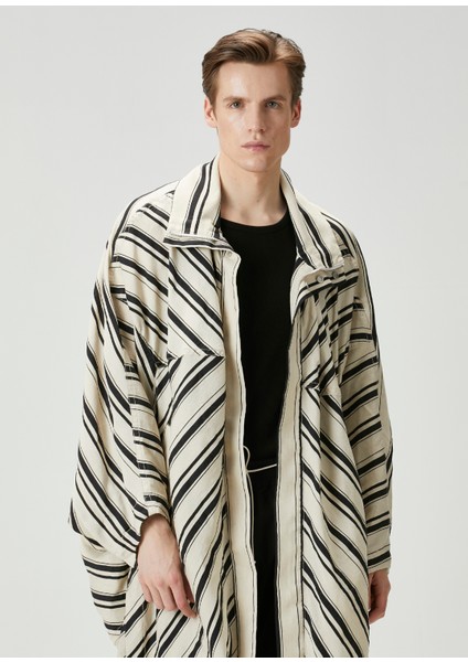 Colorblocked Çizgili Keten Parka fiyatları