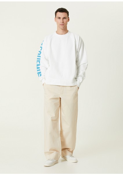 Beyaz Logo Baskılı Sweatshirt fiyatları