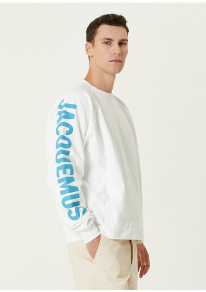 Beyaz Logo Baskılı Sweatshirt modelleri