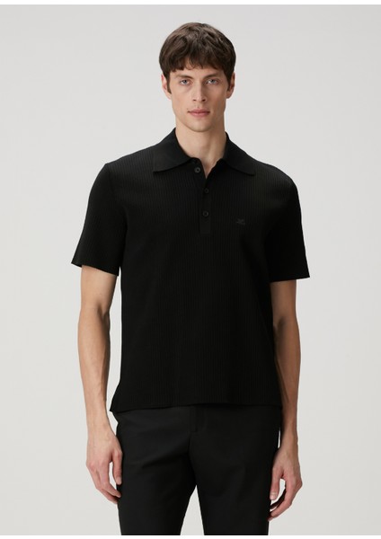 Siyah Polo Yaka Kısa Kollu Triko modelleri