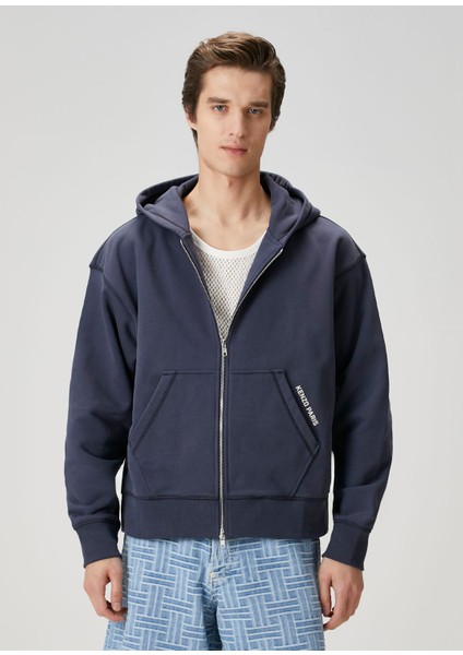 Lacivert Kapüşonlu Sweatshirt