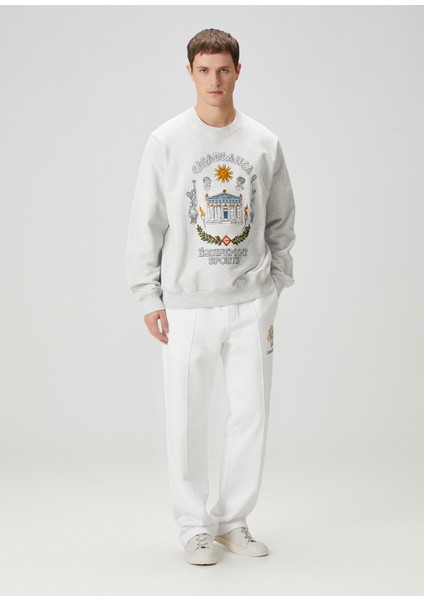 Gri Figür Nakışlı Organik Pamuk Sweatshirt fiyatları
