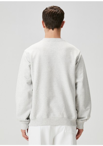 Gri Figür Nakışlı Organik Pamuk Sweatshirt fırsatları