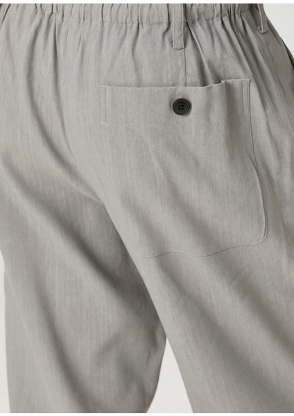 Gri Beli Kordonlu Keten Pantolon indirimleri