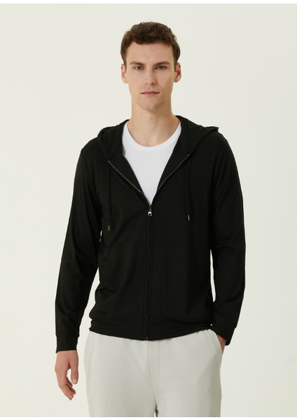 Siyah Kapüşonlu Sweatshirt