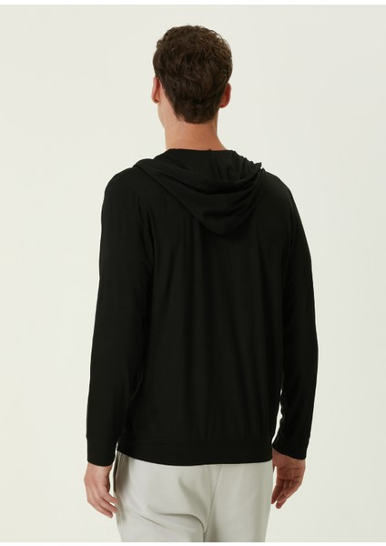 Siyah Kapüşonlu Sweatshirt