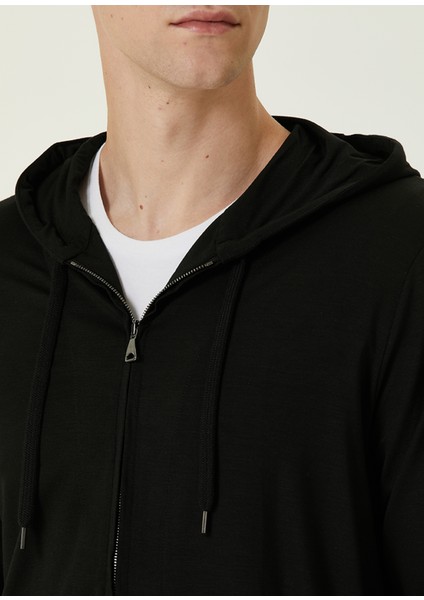 Siyah Kapüşonlu Sweatshirt