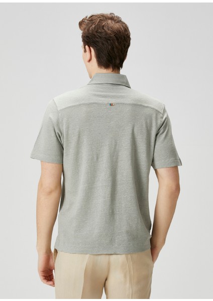 Açık Yeşil Polo Yaka Keten T-Shirt fırsatları