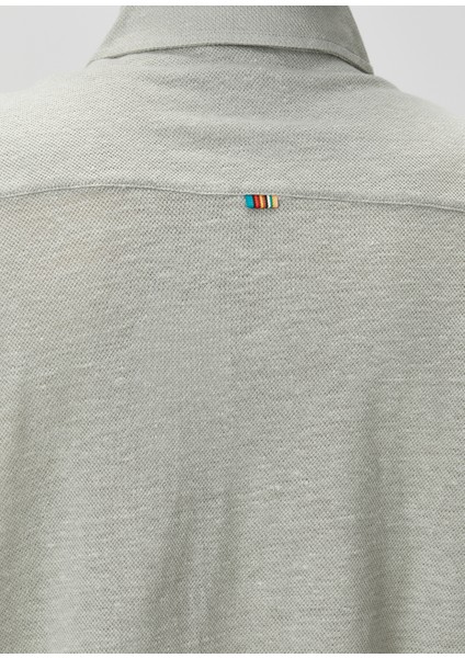 Açık Yeşil Polo Yaka Keten T-Shirt