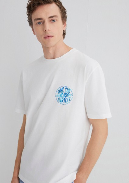 Indigo Turtles Baskılı Ekru Tişört 0613011-70057 modelleri