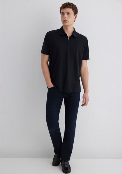 Yarı Fermuarlı Siyah Polo Tişört 0613007-900 modelleri