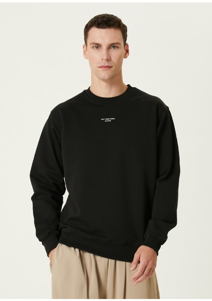 Siyah Logo Baskılı Sweatshirt