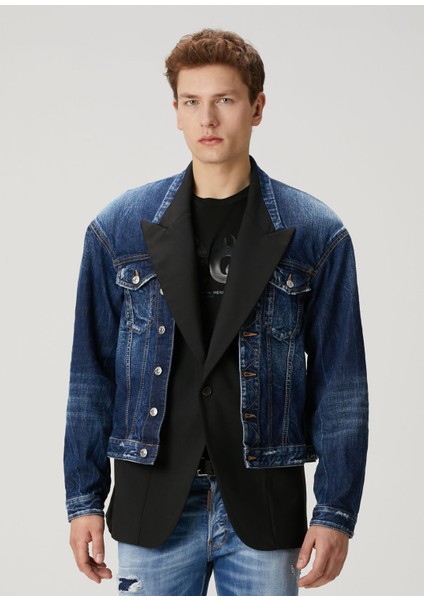Be Cool Be Nice Lacivert Denim Garnili Ceket modelleri