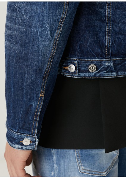Be Cool Be Nice Lacivert Denim Garnili Ceket