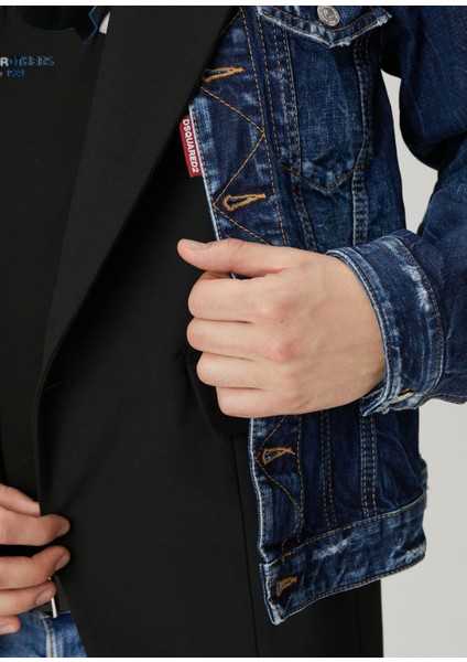 Be Cool Be Nice Lacivert Denim Garnili Ceket