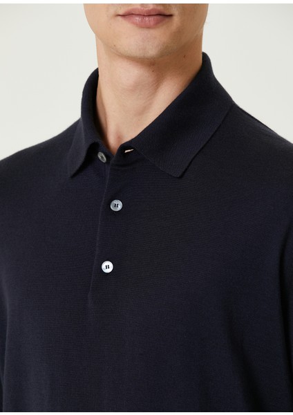 Lacivert Polo Yaka Kaşmir Triko
