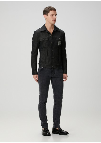 Siyah Logo Detaylı Denim Ceket fiyatları