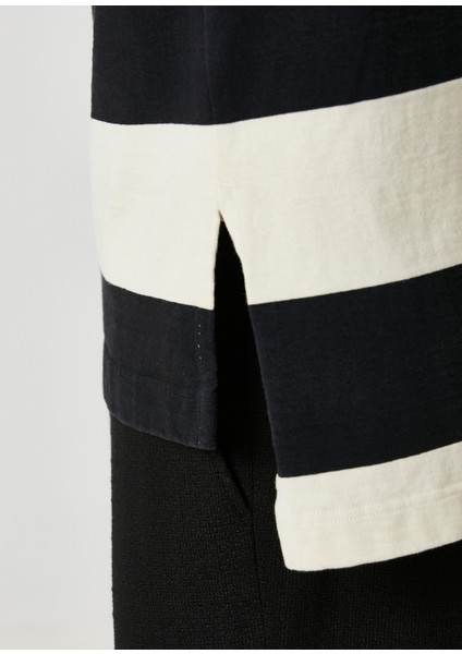 Siyah Beyaz Polo Yaka Sweatshirt