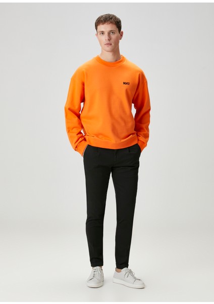 Turuncu Logo Nakışlı Sweatshirt