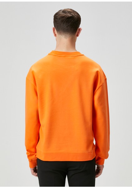 Turuncu Logo Nakışlı Sweatshirt