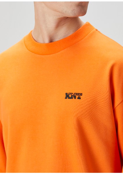 Turuncu Logo Nakışlı Sweatshirt