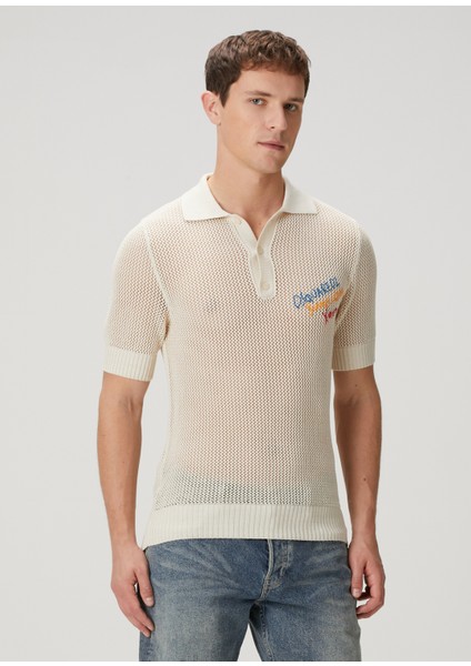 Summer Lovers Kırık Beyaz Polo Yaka T-Shirt