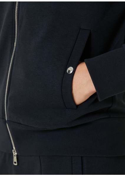 Lacivert Logo Şeritli Sweatshirt