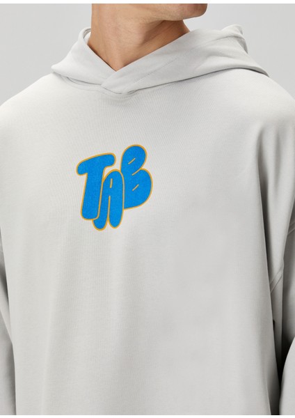 Own Words Gri Baskılı Kapüşonlu Erkek Sweatshirt