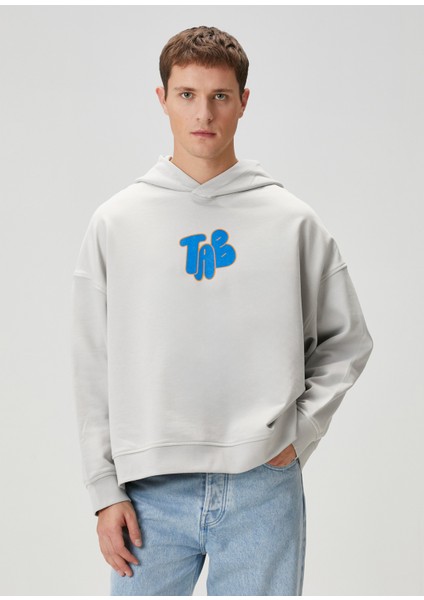 Own Words Gri Baskılı Kapüşonlu Erkek Sweatshirt