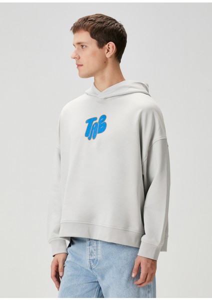 Own Words Gri Baskılı Kapüşonlu Erkek Sweatshirt