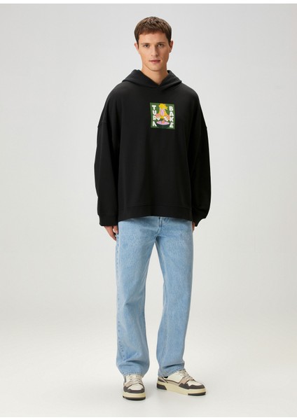 Recipe Siyah Baskılı Kapüşonlu Erkek Sweatshirt fiyatları