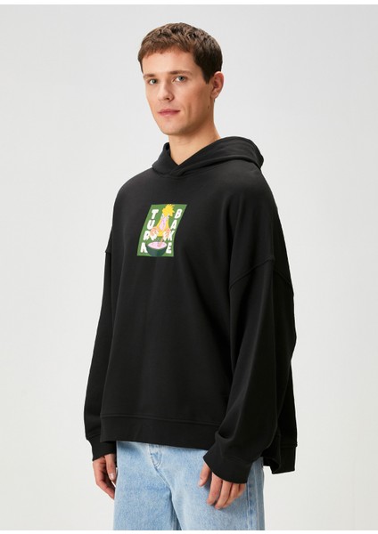 Recipe Siyah Baskılı Kapüşonlu Erkek Sweatshirt fırsatları